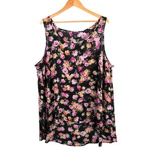 Torrid Black Floral Tank Top Plus Size 3 Sheer Dark Romantic Fairy Grunge